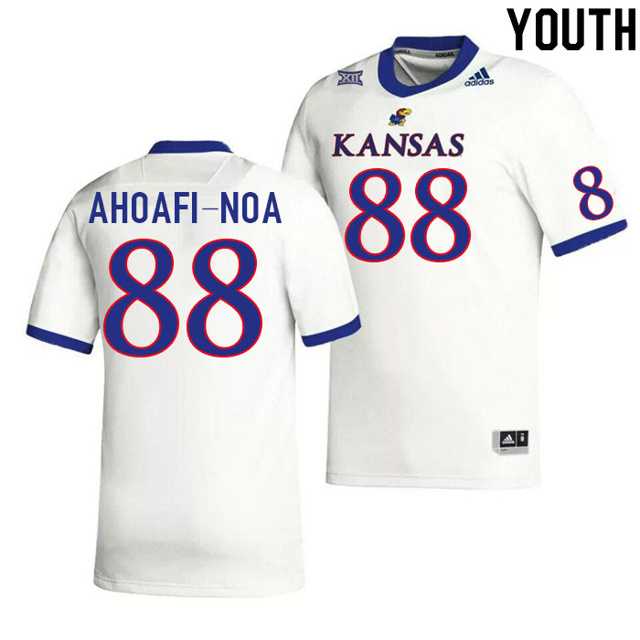 Youth #88 Tevita Ahoafi-Noa Kansas Jayhawks College Football Jerseys Stitched Sale-White - Click Image to Close